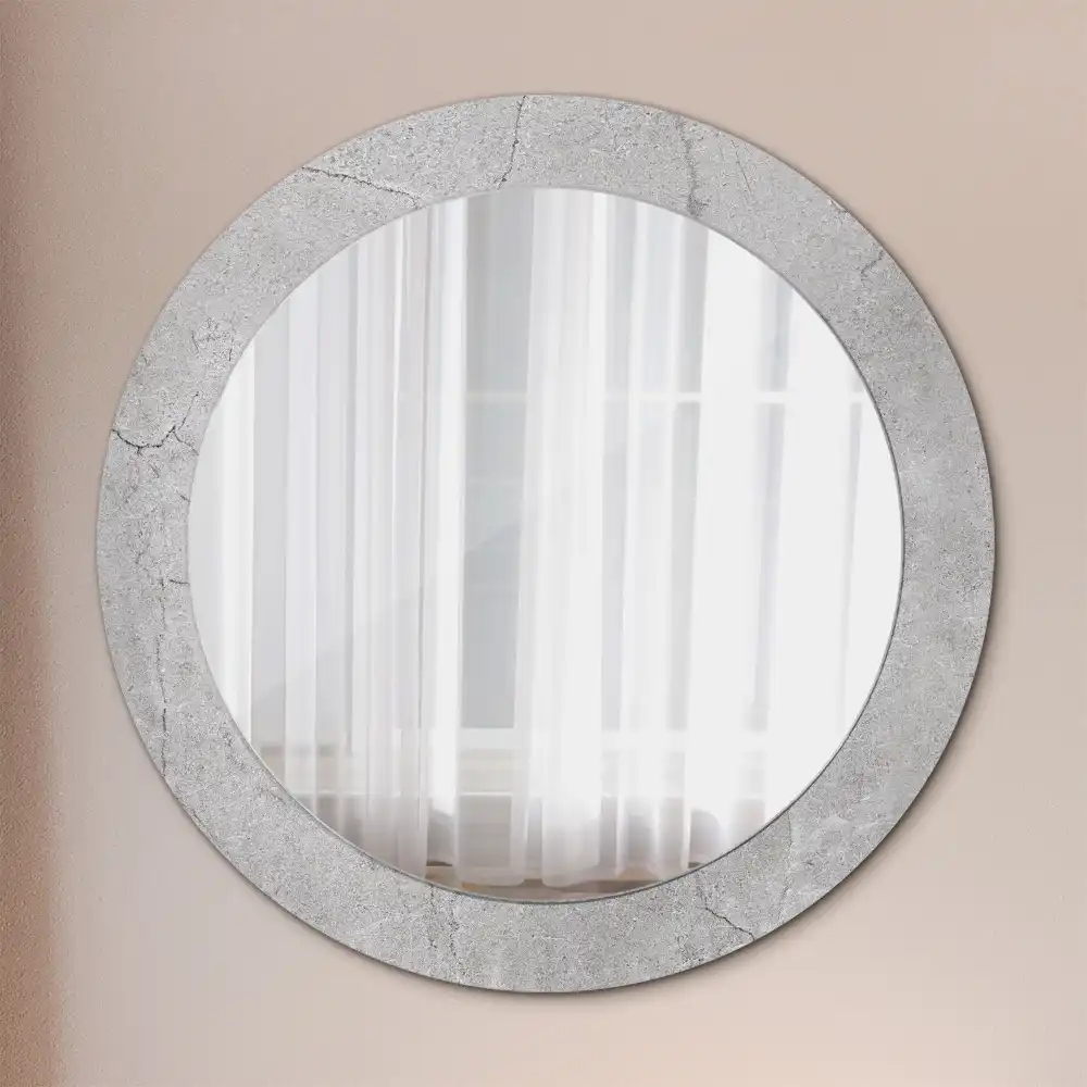Round printed mirror Gray cement