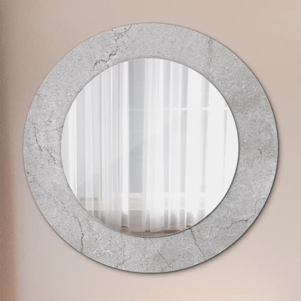 Round printed mirror Gray cement