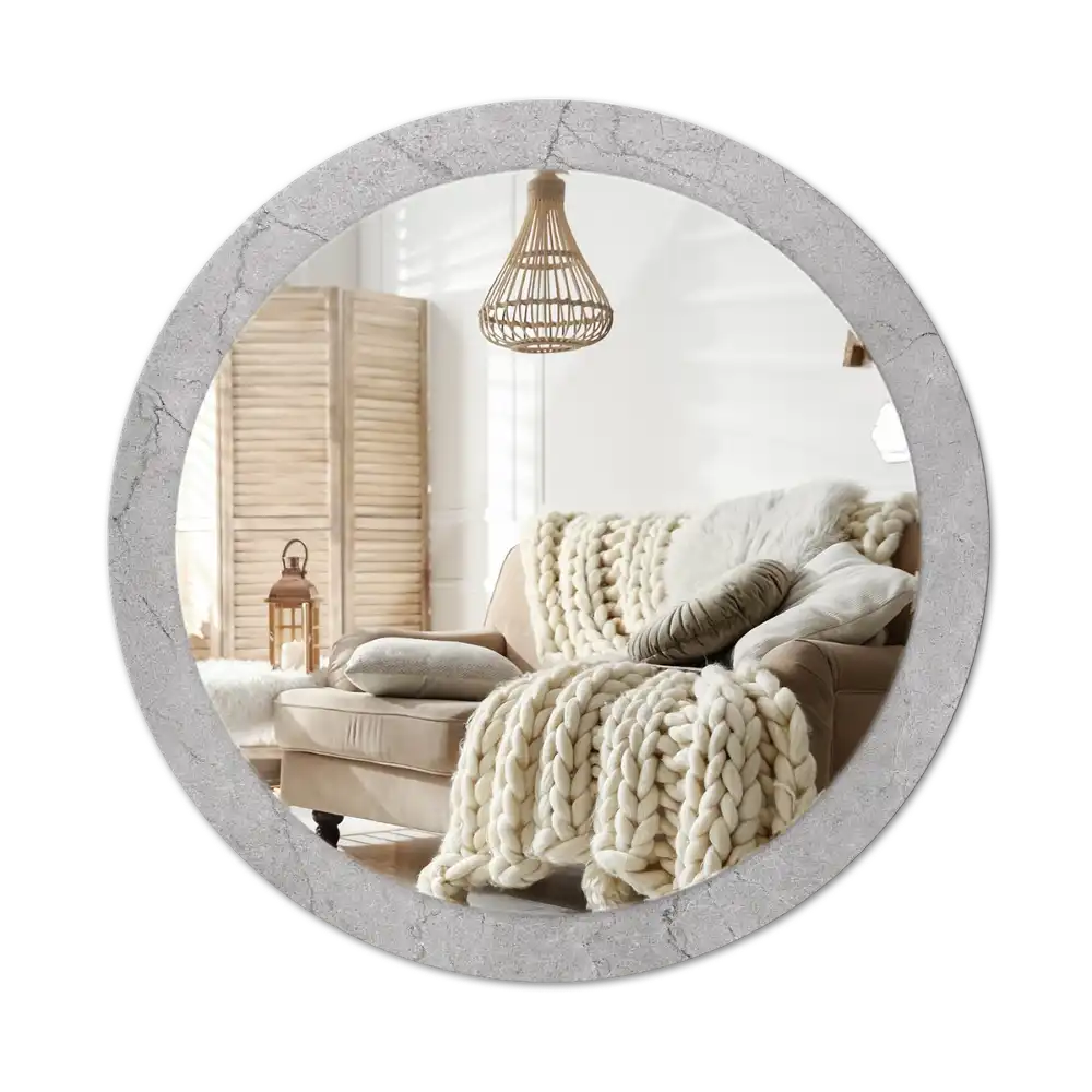 Round printed mirror Gray cement