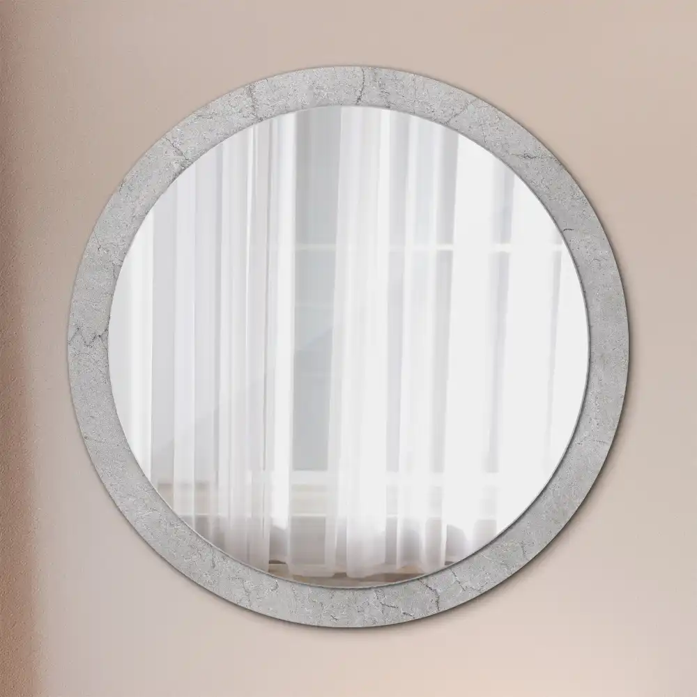 Round printed mirror Gray cement