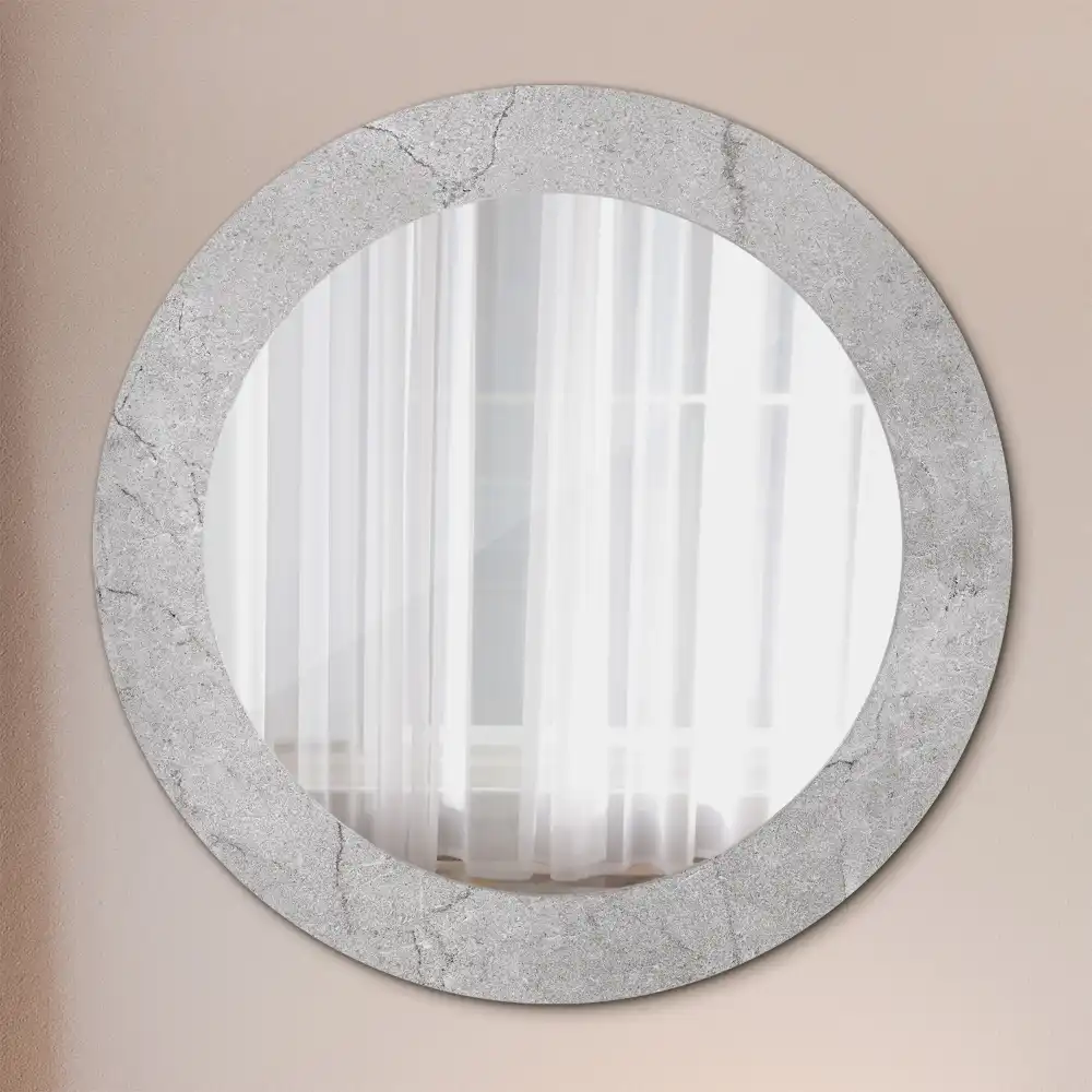 Round printed mirror Gray cement