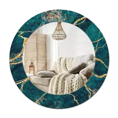 Round decorative mirror Green marble