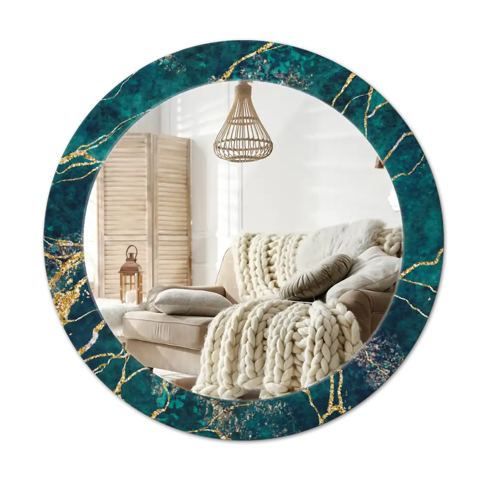 Round decorative mirror Green marble