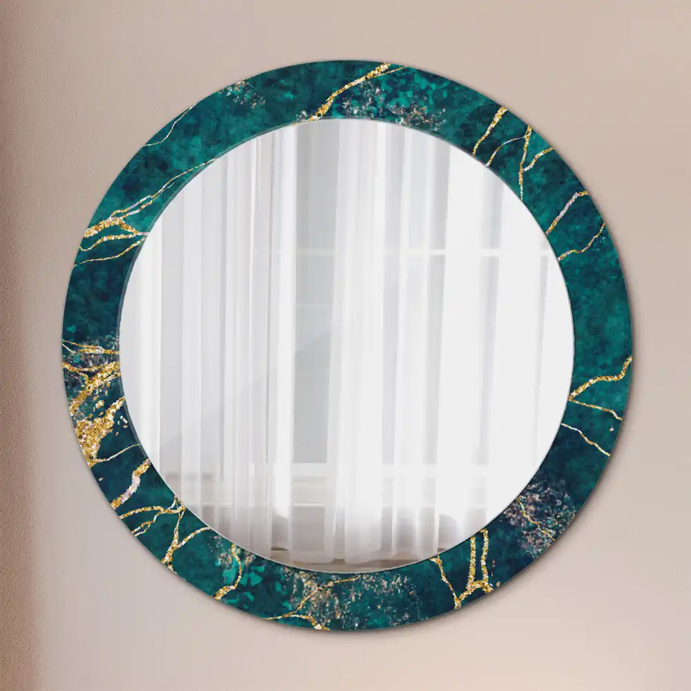 Round decorative mirror Green marble