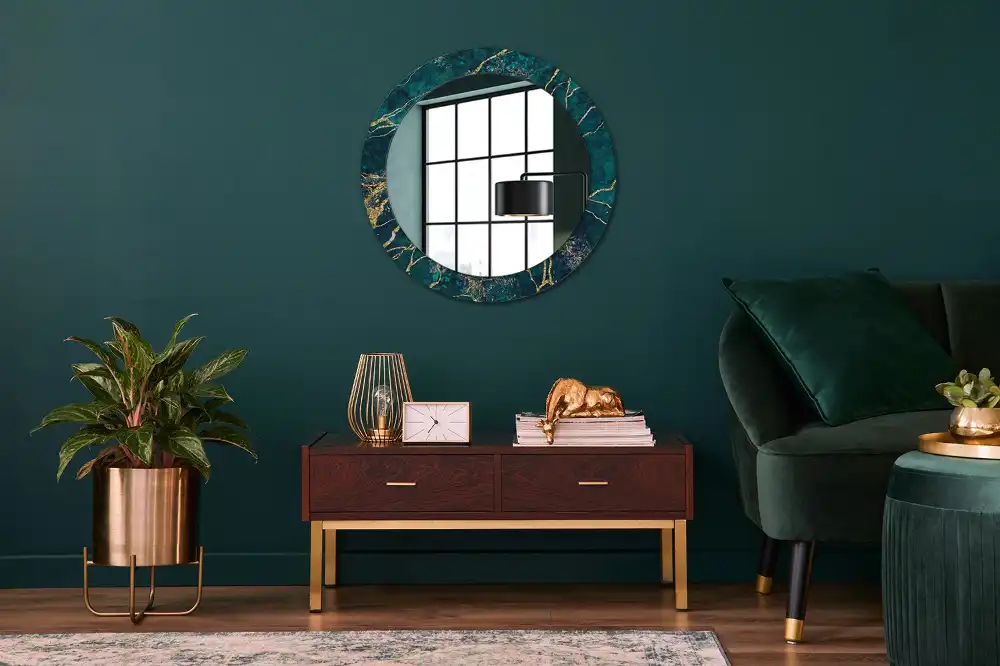Round decorative mirror Green marble