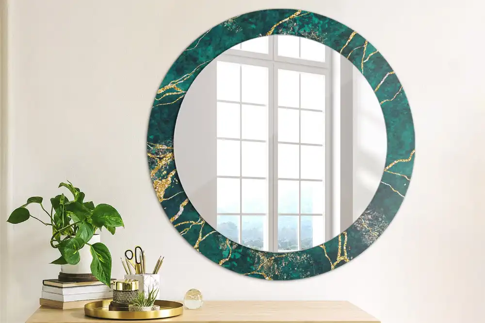 Round decorative mirror Green marble