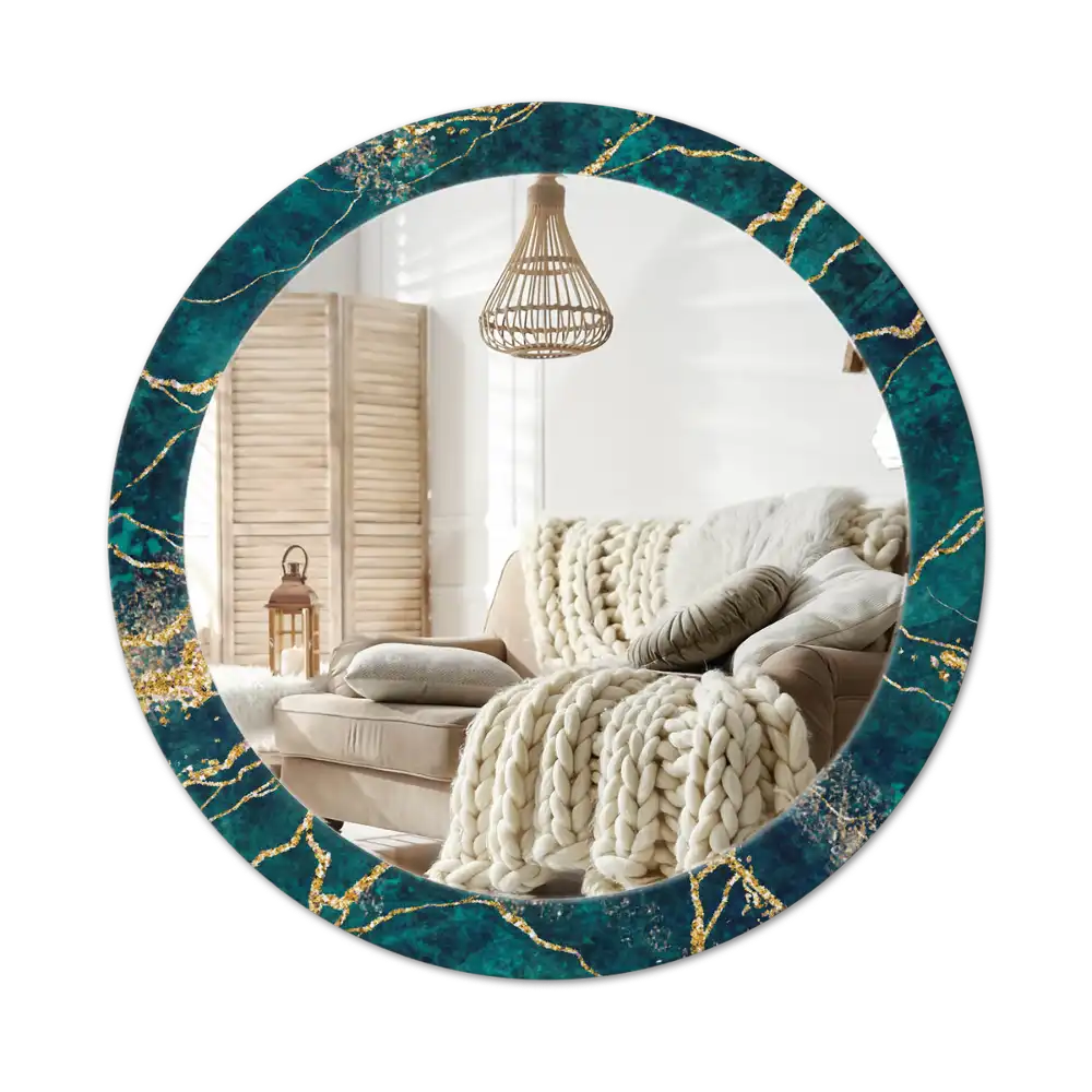 Round decorative mirror Green marble