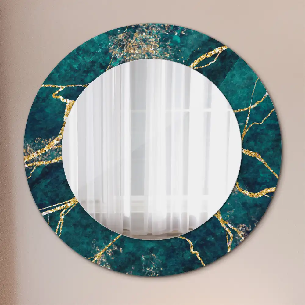 Round decorative mirror Green marble