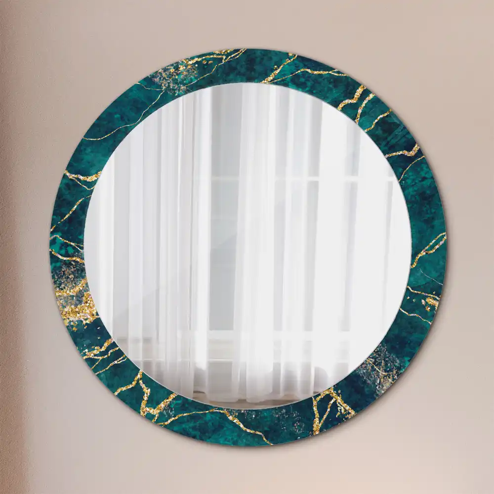 Round decorative mirror Green marble