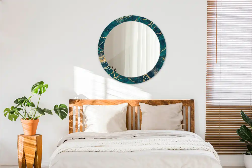 Round decorative mirror Green marble