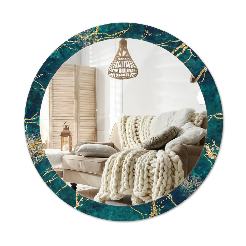Round decorative mirror Green marble
