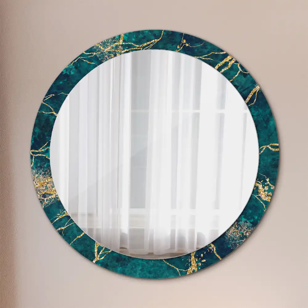Round decorative mirror Green marble