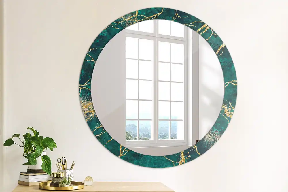 Round decorative mirror Green marble