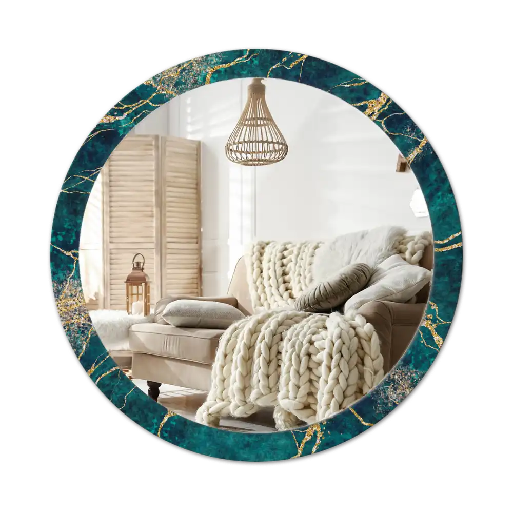 Round decorative mirror Green marble