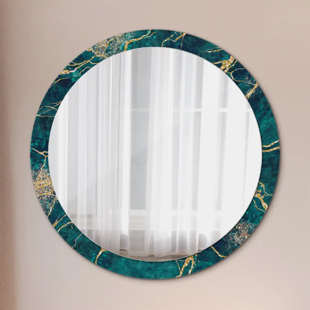 Round decorative mirror Green marble