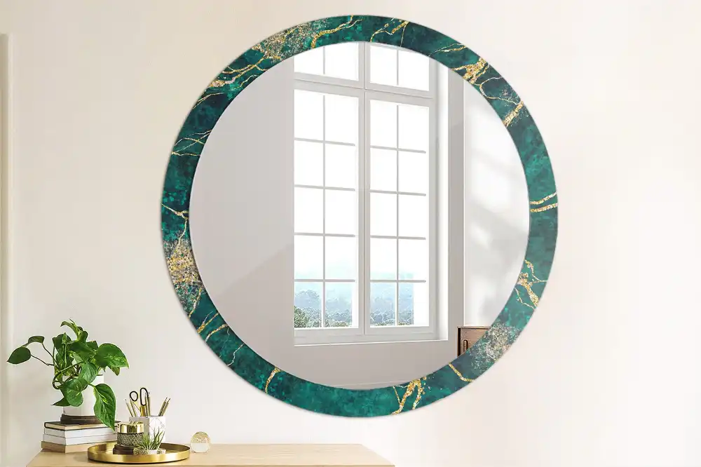 Round decorative mirror Green marble