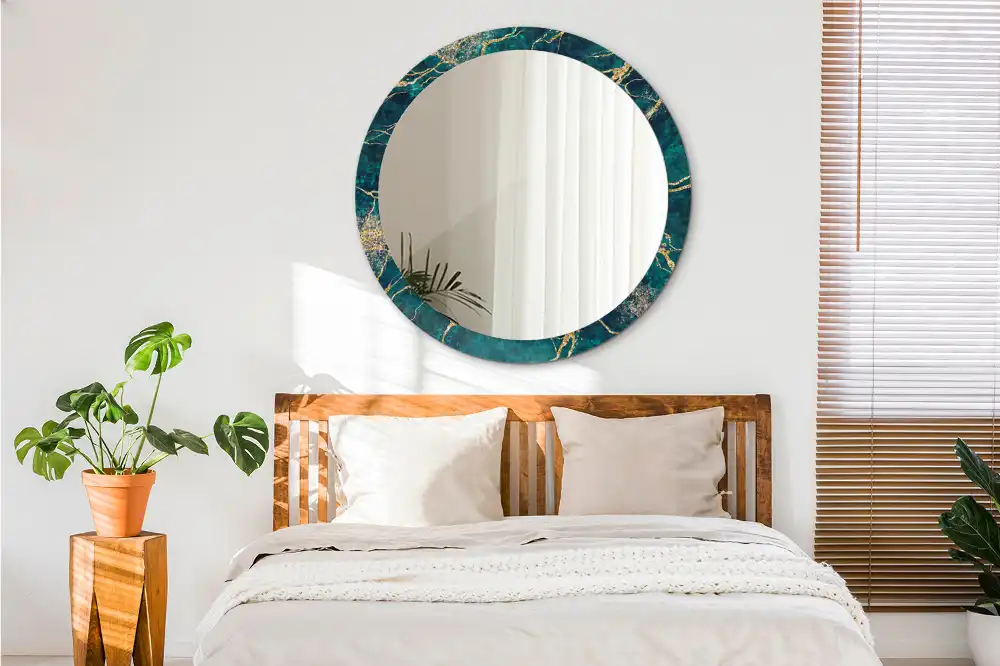 Round decorative mirror Green marble