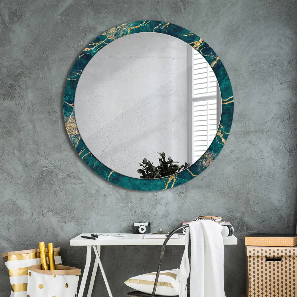 Round decorative mirror Green marble