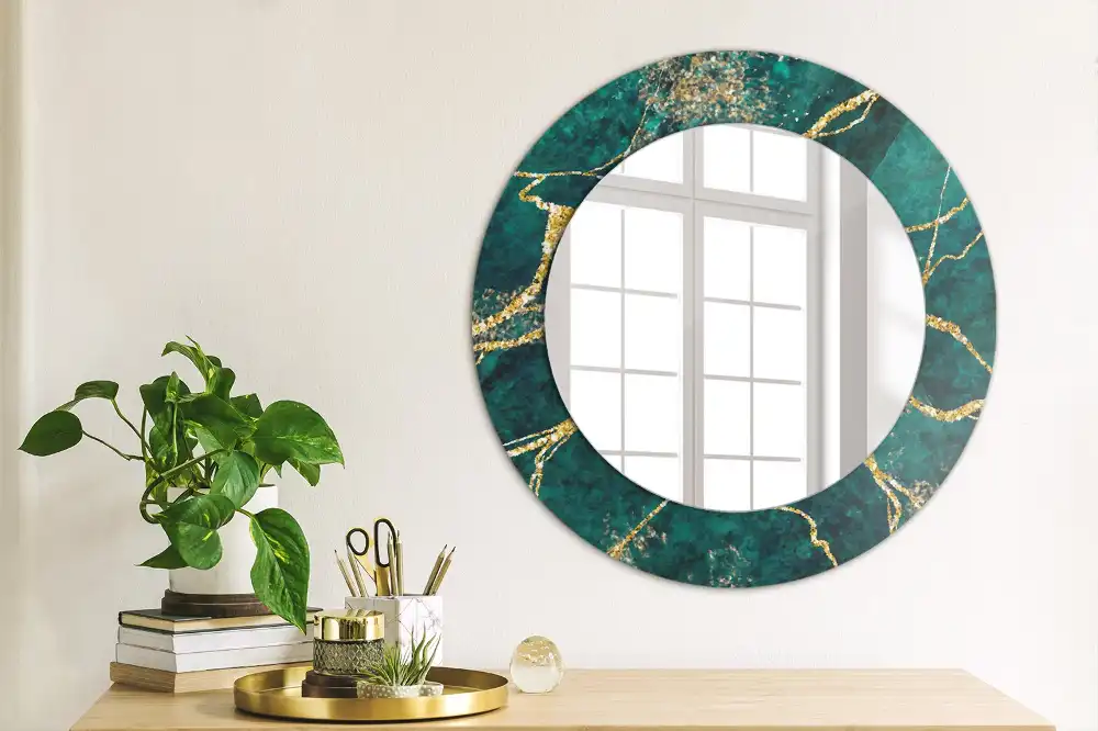 Round decorative mirror Green marble