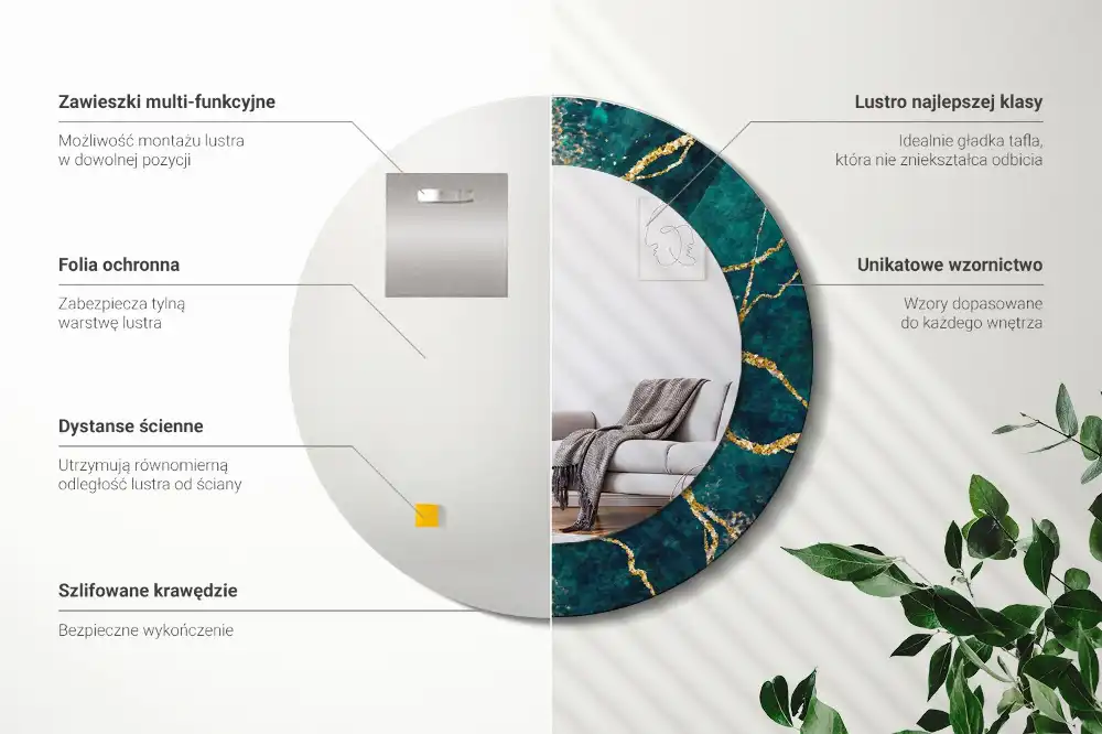 Round decorative mirror Green marble