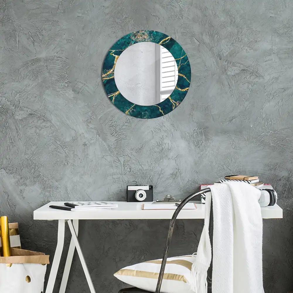 Round decorative mirror Green marble
