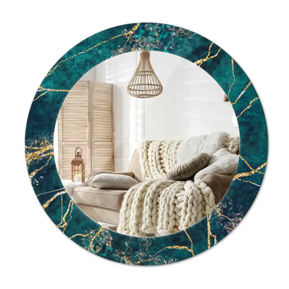 Round decorative mirror Green marble