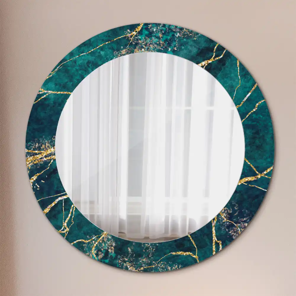 Round decorative mirror Green marble