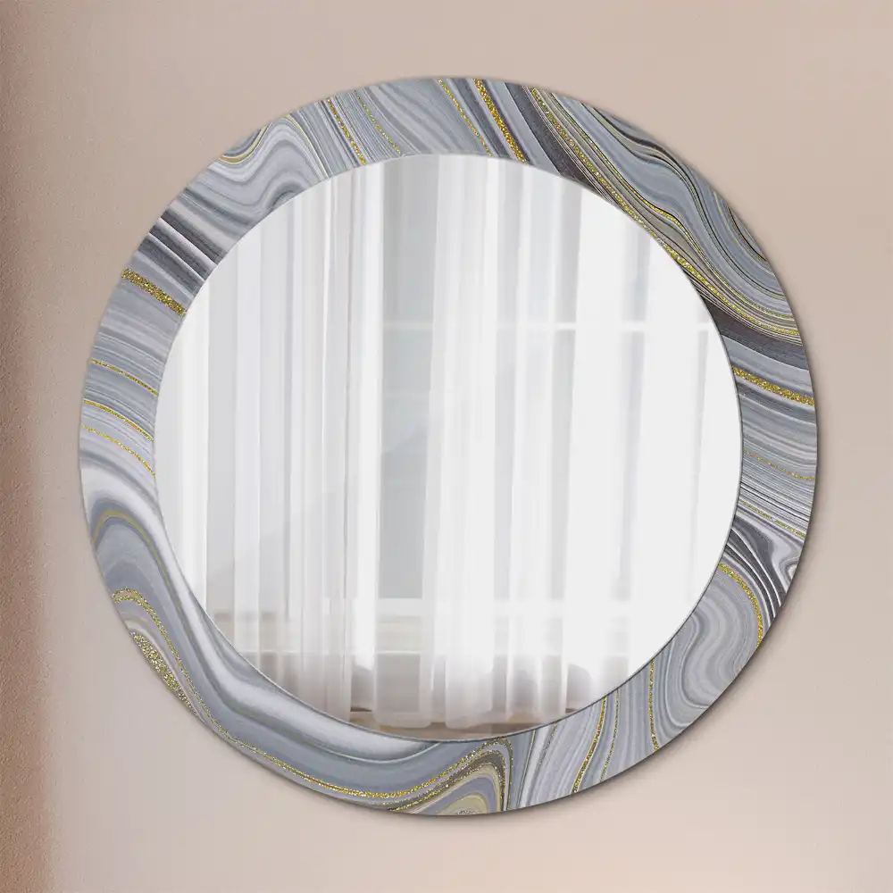 Round wall mirror decor Gray marble