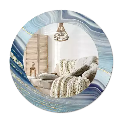 Round mirror frame with print Blue marble