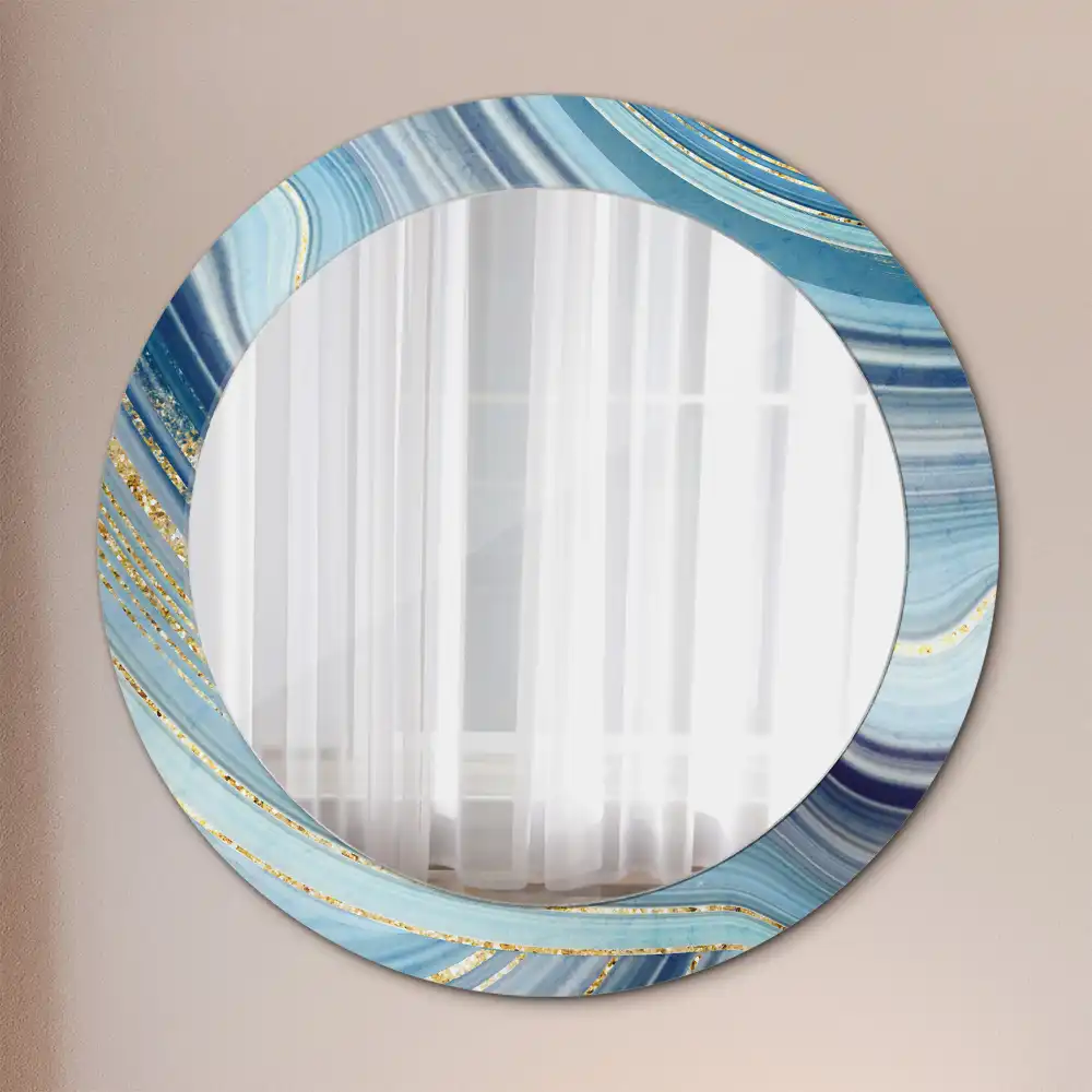 Round mirror frame with print Blue marble