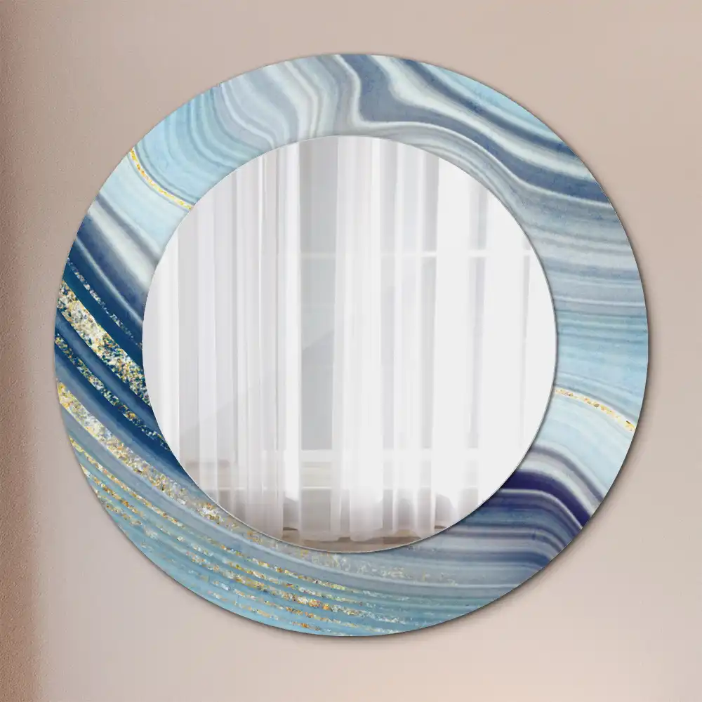 Round mirror frame with print Blue marble