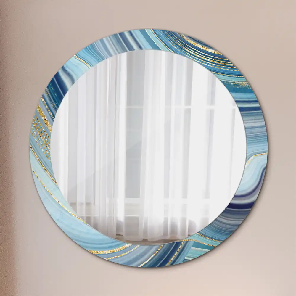 Round mirror frame with print Blue marble