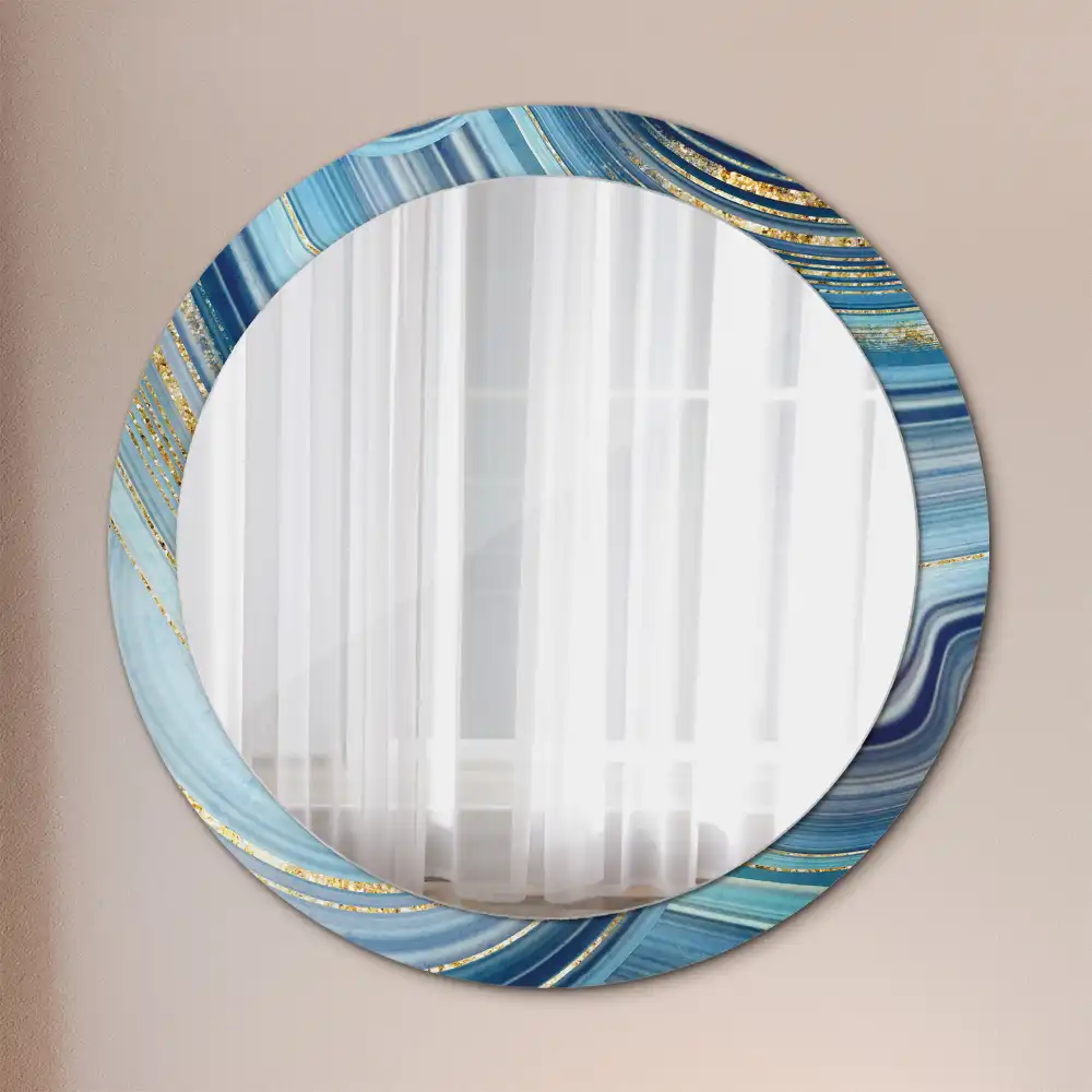 Round mirror frame with print Blue marble