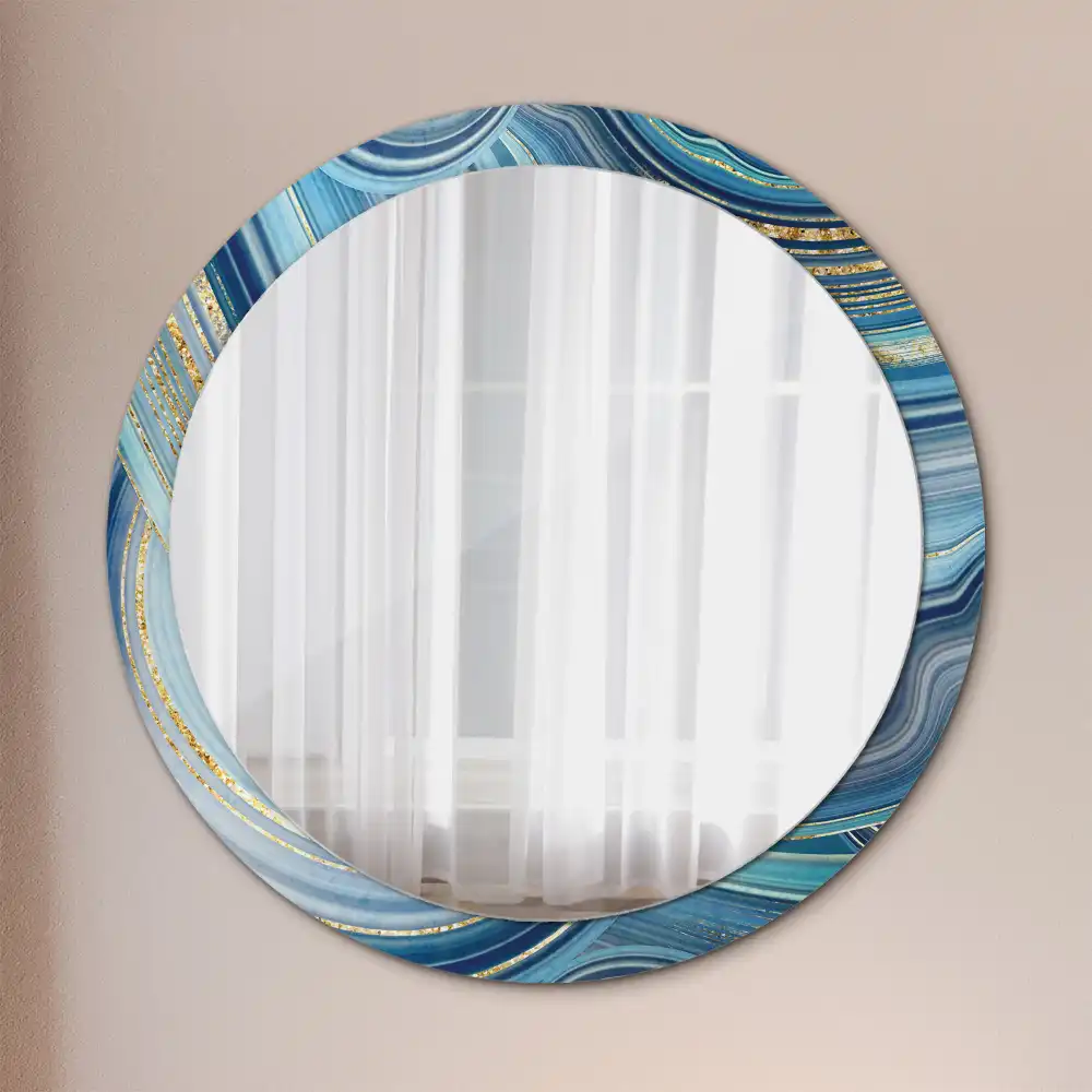 Round mirror frame with print Blue marble