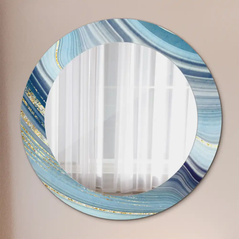 Round mirror frame with print Blue marble