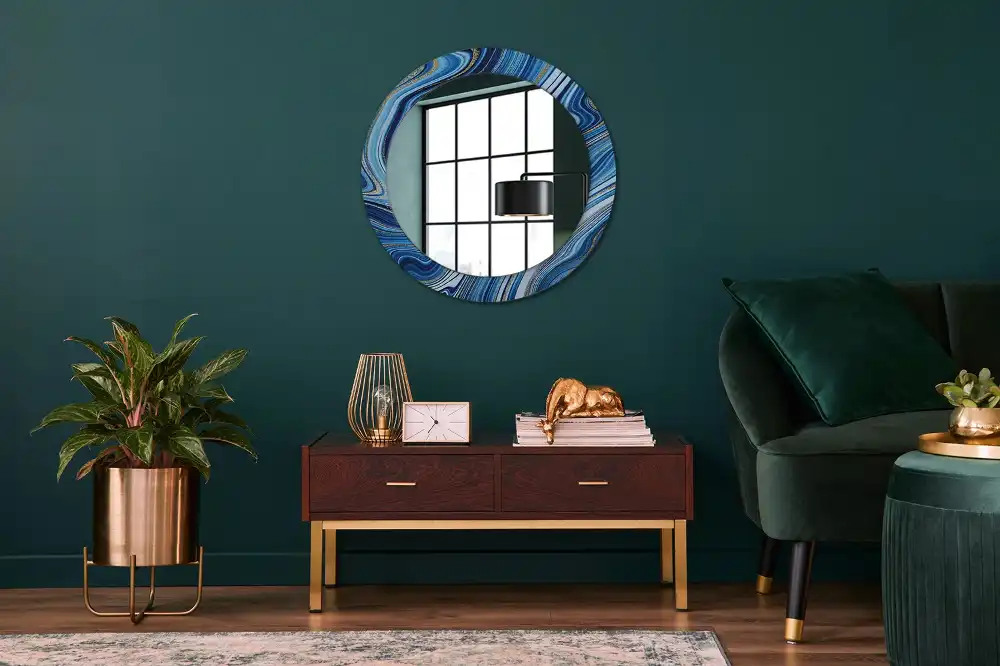 Round decorative mirror Marble River