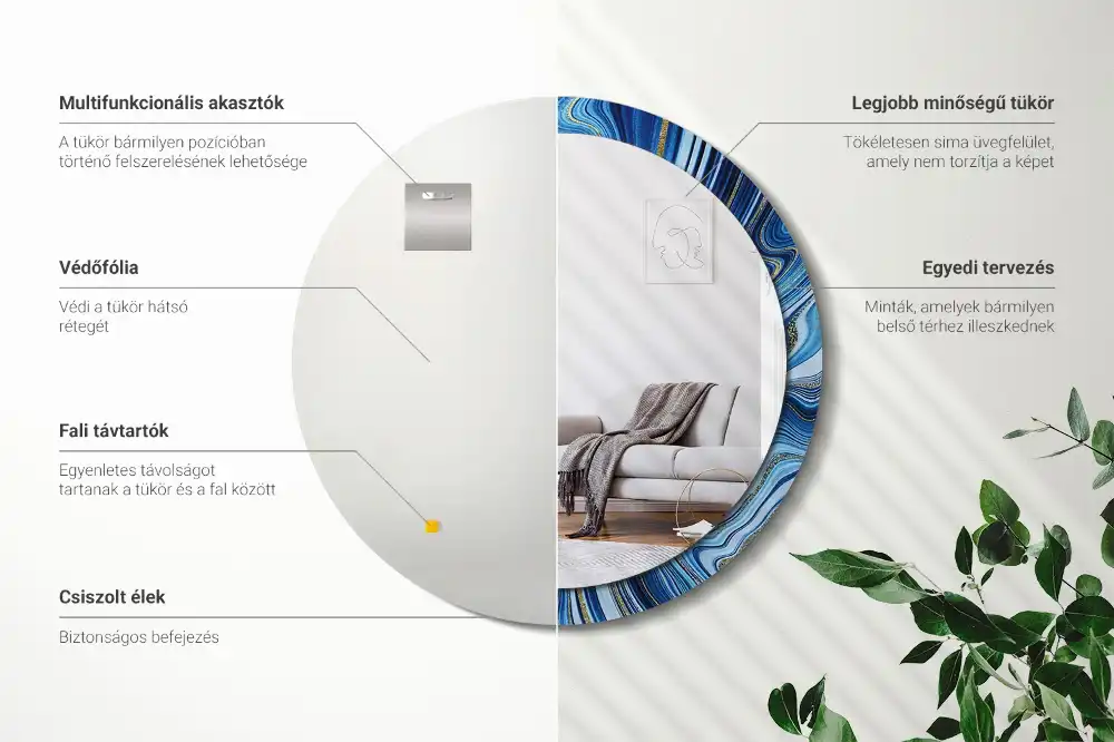 Round decorative mirror Marble River