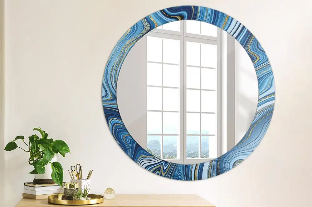 Round decorative mirror Marble River