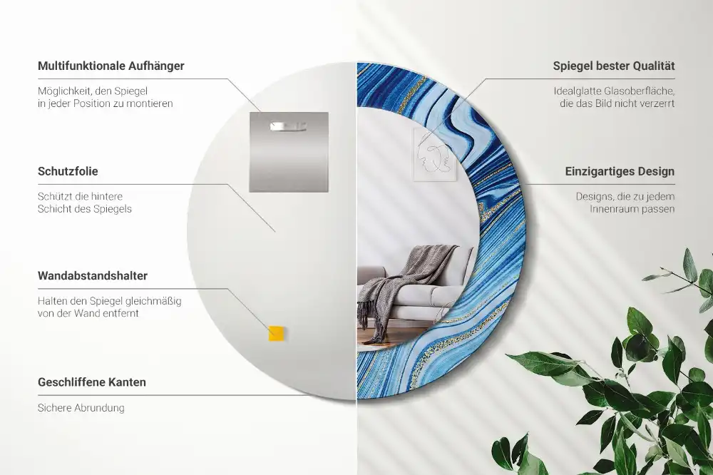 Round decorative mirror Marble River