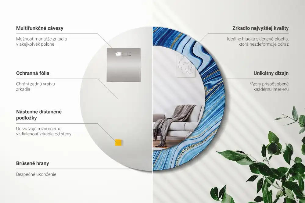 Round decorative mirror Marble River