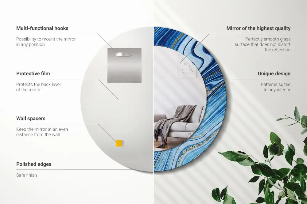 Round decorative mirror Marble River