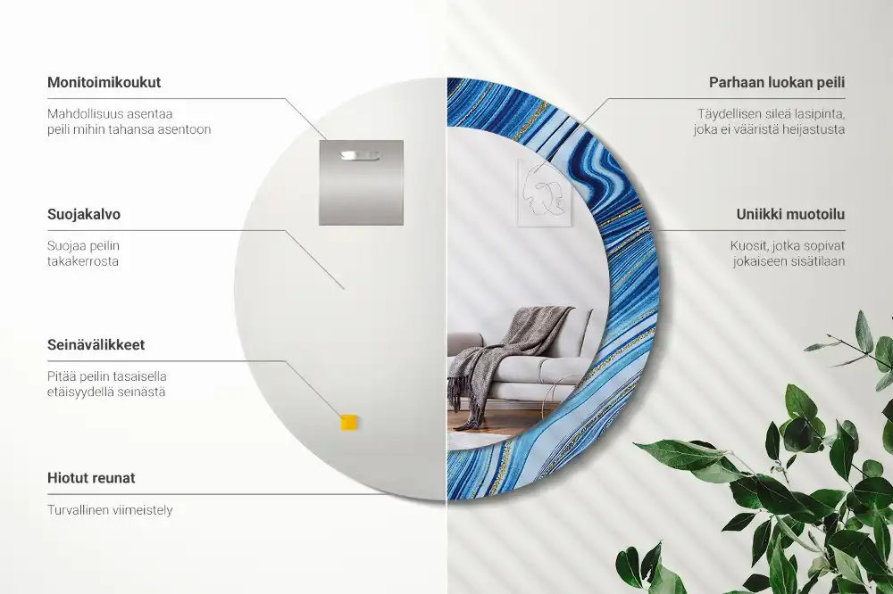 Round decorative mirror Marble River