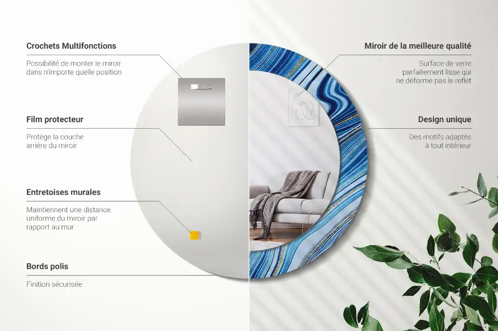 Round decorative mirror Marble River