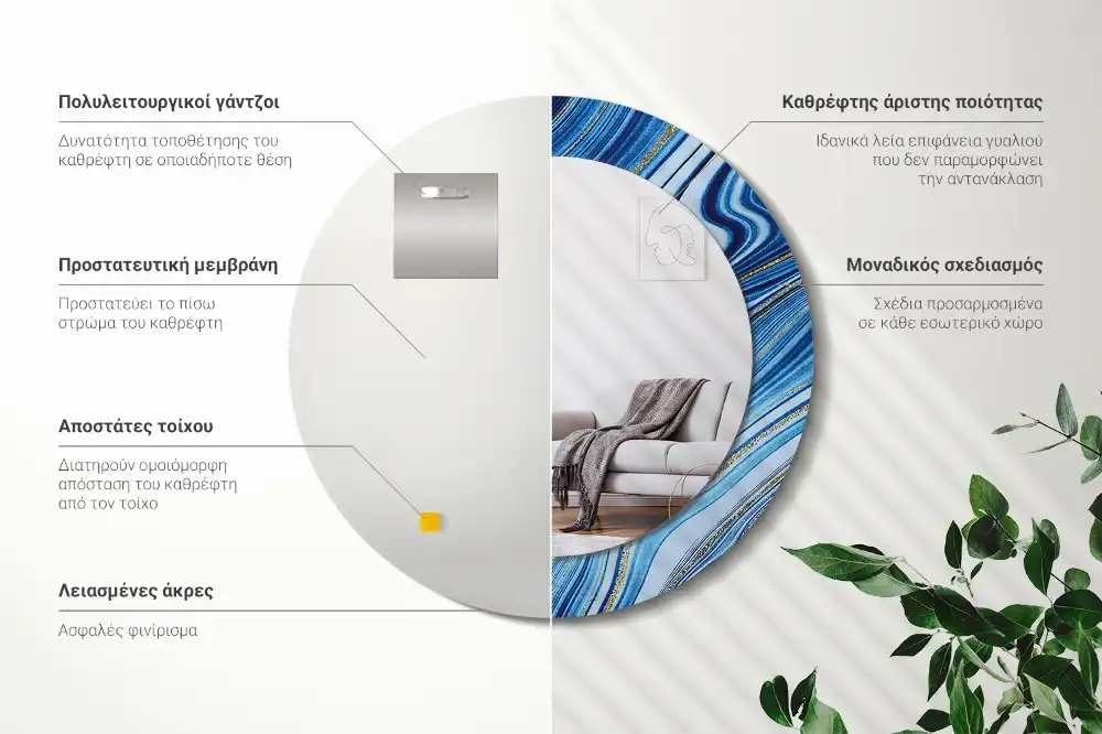 Round decorative mirror Marble River