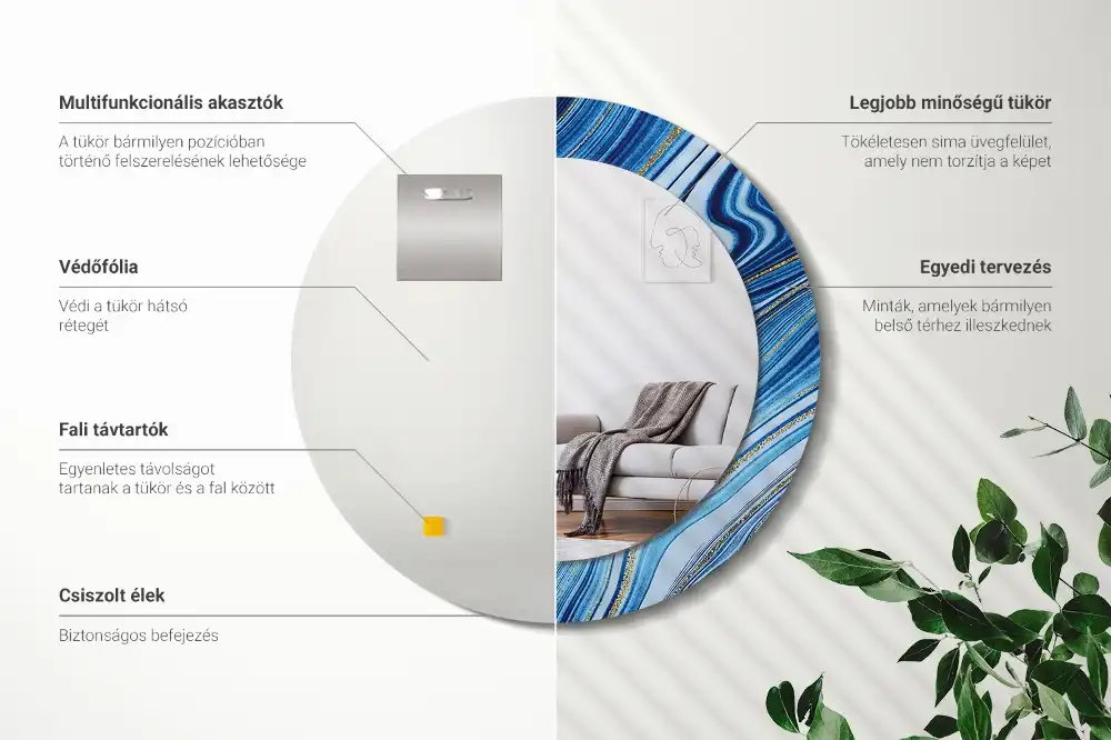 Round decorative mirror Marble River