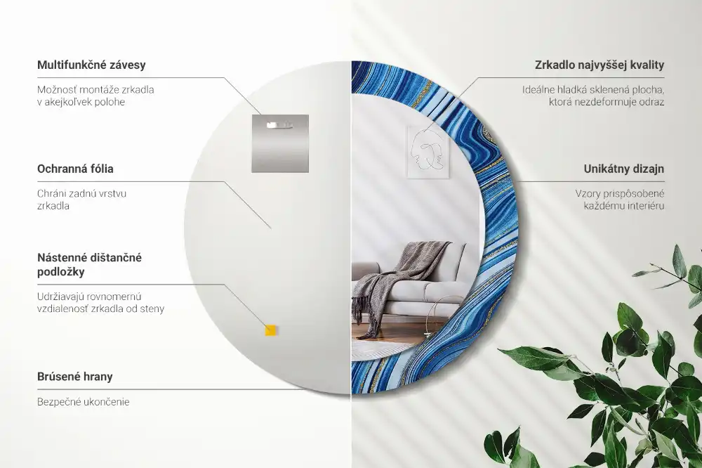 Round decorative mirror Marble River