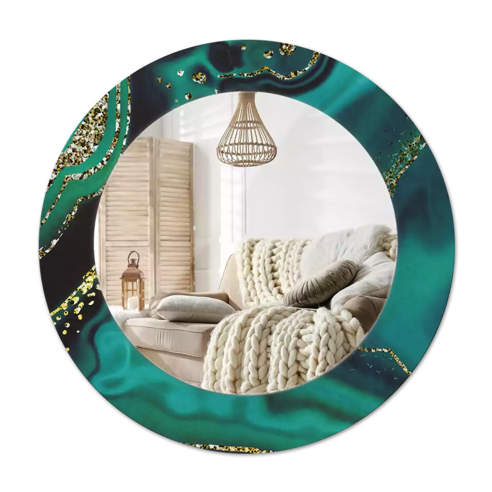 Round wall mirror decor Emerald marble