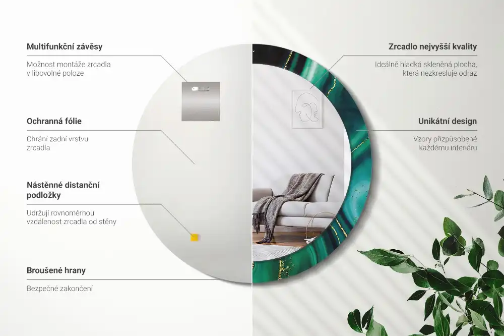 Round wall mirror decor Emerald marble