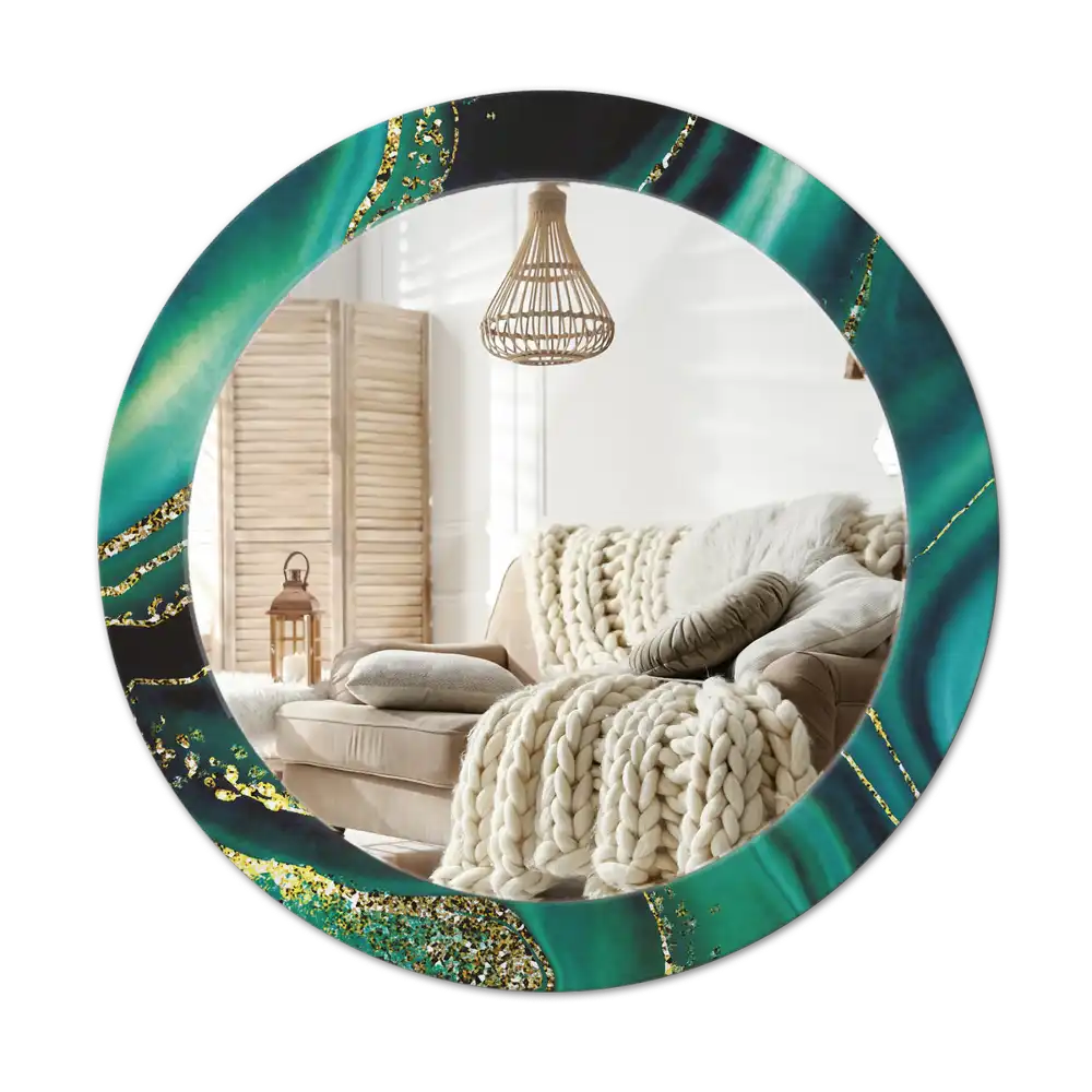 Round wall mirror decor Emerald marble