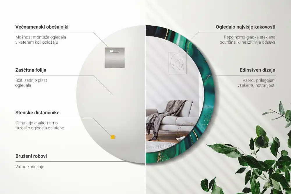 Round wall mirror decor Emerald marble